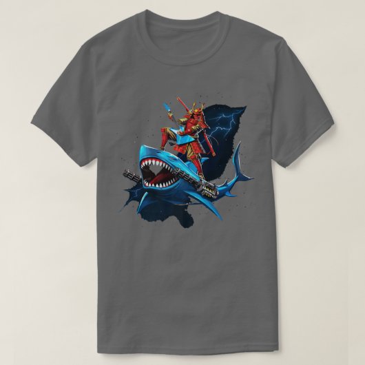 T-shirt Samurai Shark Funny pun (Design devant)