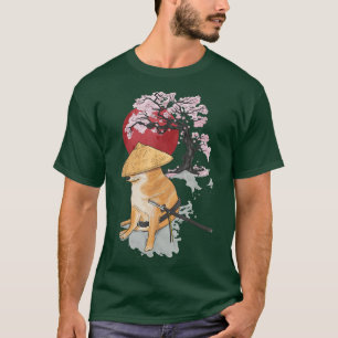 T-shirt Samurai Shiba Inu Chien Japonais Fleur de cerisier