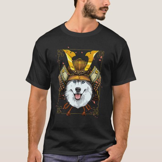 T-shirt Samurai Siberian Husky Dog Japanese Warrior Bushi (Devant)