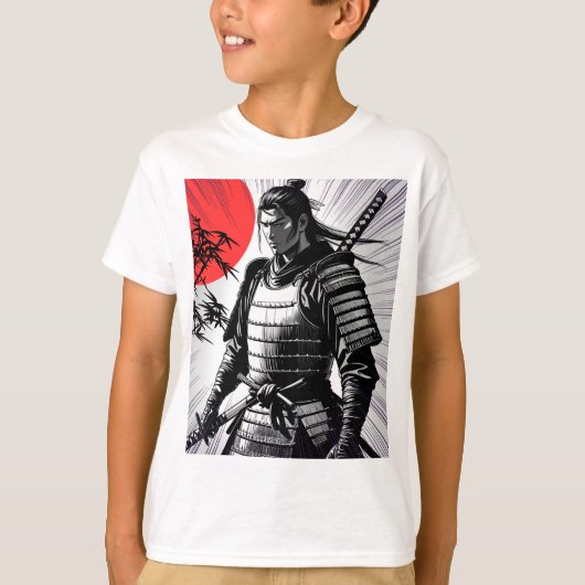 T-shirt Samurai Spirit Rising Sun Art (Devant)