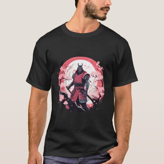 T-shirt Samurai Stylisé Illustration Armor Cerisier Blosso (Devant)