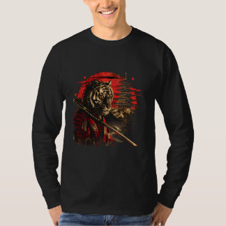 T-shirt Samurai Tiger Temple Japanese Samurai Tiger Anime 