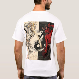T-shirt Samurai vs Japanese Oni Demon Dual Yin Yang Graphi