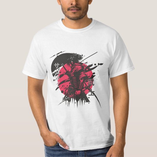 T-shirt Samurai Warrior – Red Sun Japanese Bushido Design (Devant)