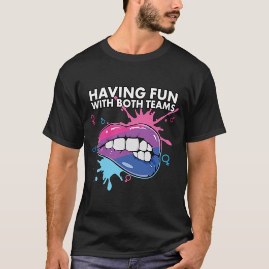 T-shirt S'Amuser Avec Les Deux Équipes Bisexual Pride Bise (Devant)