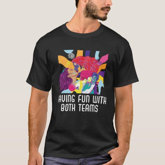 T-shirt S'Amuser Avec Les Deux Équipes Bisexual Pride Bise (Devant)