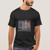 T-shirt San Antonio Skyline with USA Flag (Devant)