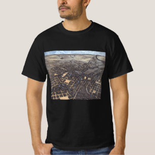T-shirt San Antonio, Texas, Antique Aerial City Map, 1873