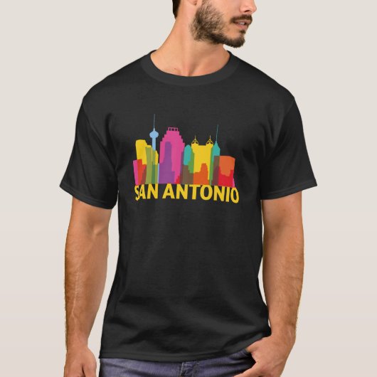 T-shirt San Antonio Texas USA Skyline Silhouette Outline S (Devant)