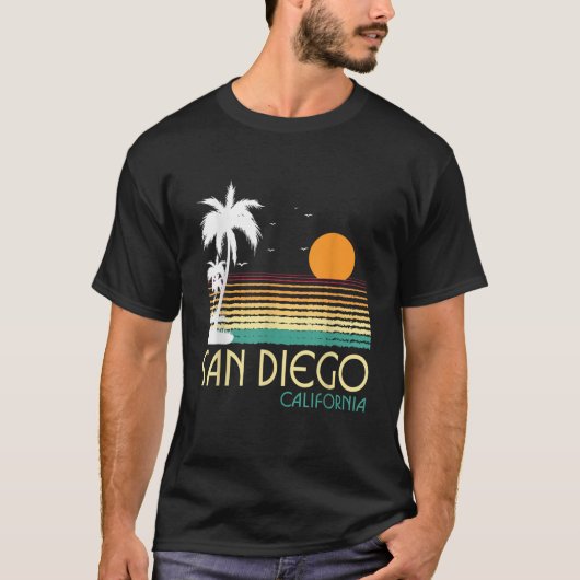 T-shirt San Diego CA Palm Trees California Souvenir Retro (Devant)