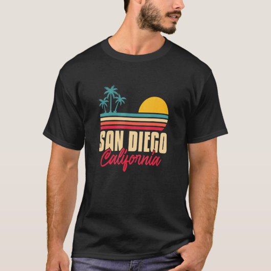 T-shirt San Diego California Beach Palm Trees Sunset Summe (Devant)