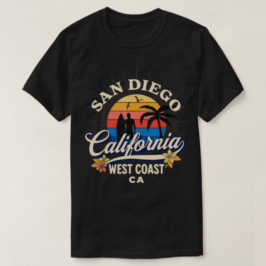 T-shirt San Diego California Beach Surf Summer Vacation Vi (Design devant)