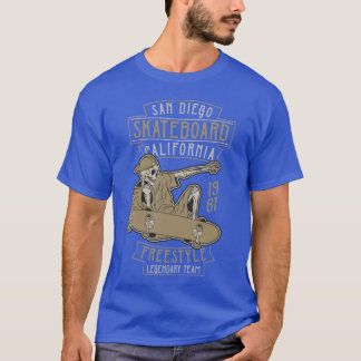 T-SHIRT SAN DIEGO CALIFORNIA SKULL SKATEBOARD TEAM RETRO T