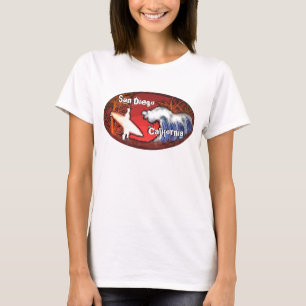 T-shirt San Diego California surf art dames tank
