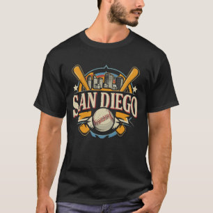 T-shirt San Diego City California Baseball Skyline Vintage