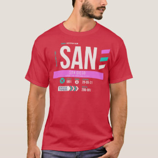 T-shirt San Diego SAN Airport Code Bagages Balise 1