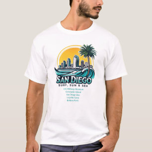 T-shirt San Diego, "Surf, soleil et mer"