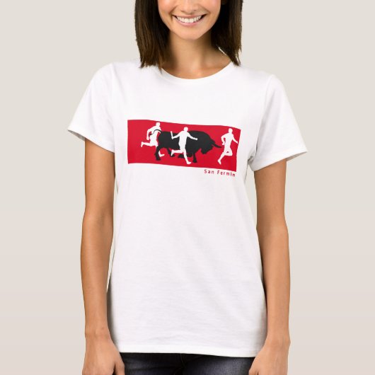 T-shirt San Fermin, Pamplona : courant avec les taureaux, (Devant)