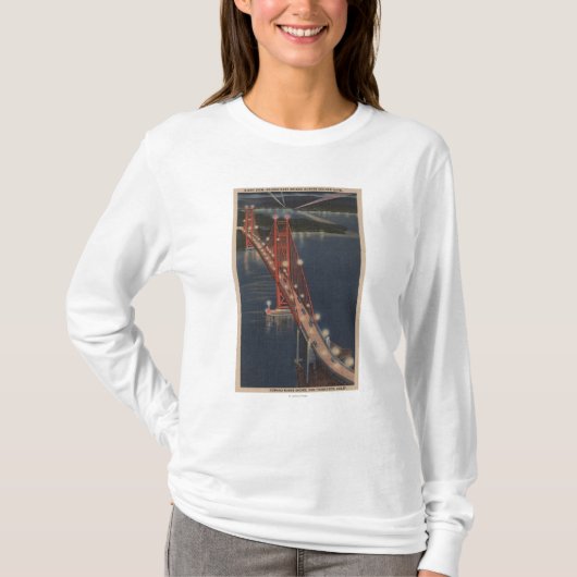 T-shirt San Francisco, CA - vue de nuit de Golden Gate (Devant)