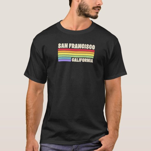 T-shirt San Francisco California Pride Arc-en-ciel drapeau (Devant)