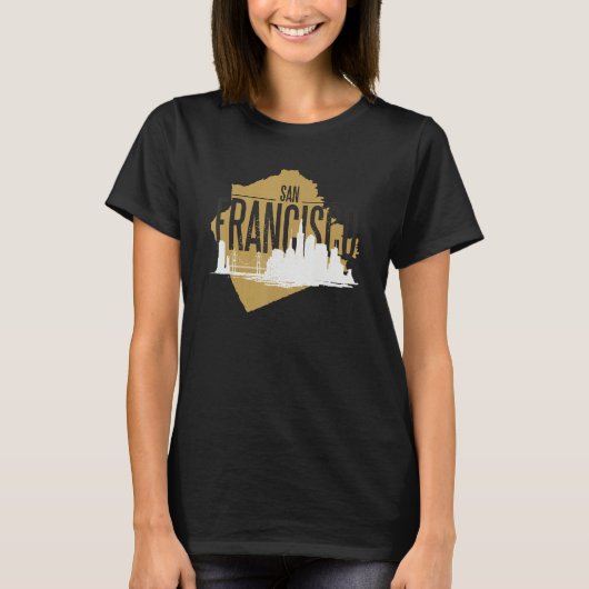 T-shirt San Francisco California Skyline Silhouette Outlin (Devant)