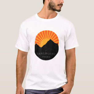 T-shirt Sandpoint Idaho Retro Sunset Mounts Souvenir Vi