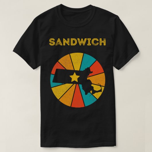 T-shirt Sandwich Massachusetts Souvenir Vintage dénudé (Design devant)