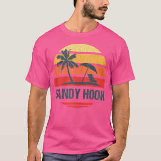 T-shirt Sandy Hook Nj Beach Retro Sun Distressed Design