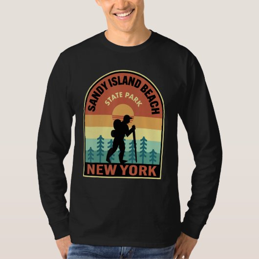 T-shirt Sandy Island Beach State Park New York Retro Hikin (Devant)