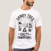 T-shirt Sandy Toes Salty Campfires Conception du camping (Devant)