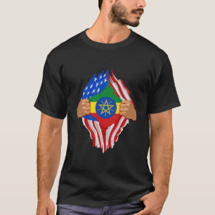 T-shirt Sang éthiopien en moi Éthiopie Drapeau cadeau