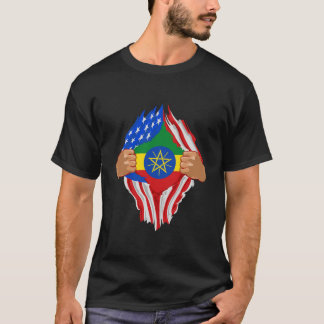 T-shirt Sang éthiopien en moi Éthiopie Drapeau cadeau