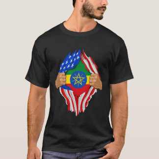 T-shirt Sang éthiopien en moi Éthiopie Drapeau cadeau