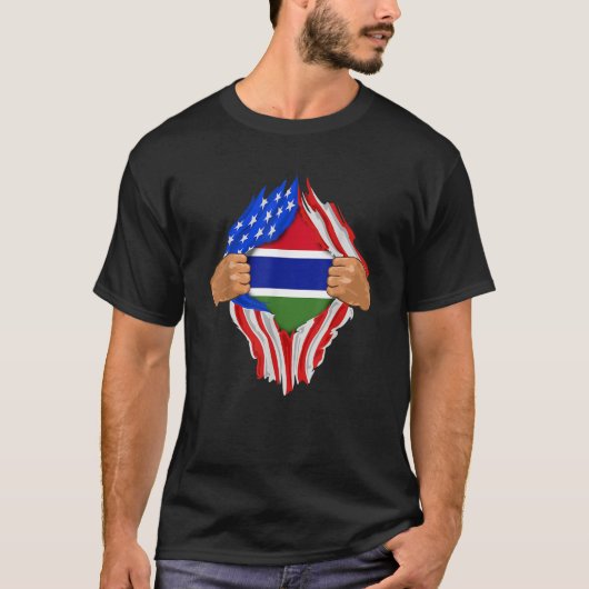 T-shirt Sang gambien en moi Gambie Drapeau cadeau (Devant)