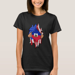T-shirt Sang haïtien en moi Fière Haïti Drapeau