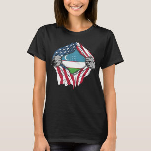 T-shirt Sang Ouzbek En Moi Drapeau Ouzbek