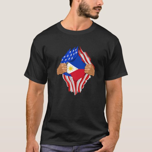 T-shirt Sang philippin en moi | Drapeau philippin Gi (Devant)