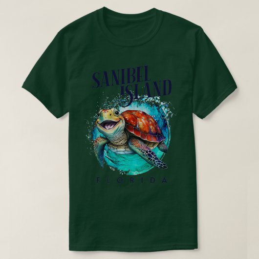 T-shirt Sanibel Island Floride Aquarelle Joyeuse tortue de (Design devant)
