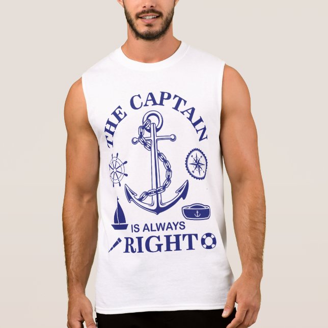T-shirt Sans Manches Le capitaine a toujours raison - Capitaine Funny - (Devant)