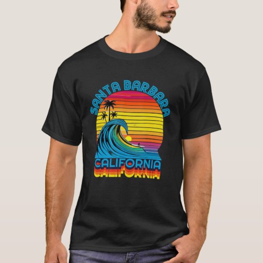 T-shirt Santa Barbara Retro Throwback Surf & Beach Souveni (Devant)