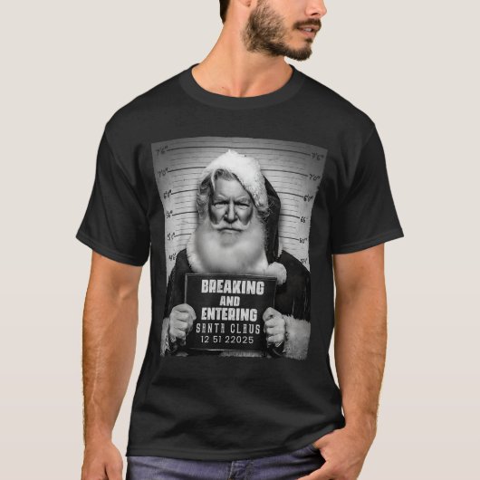 T-shirt Santa Breaking Entering Mugshot Funny Christmas Ho (Devant)