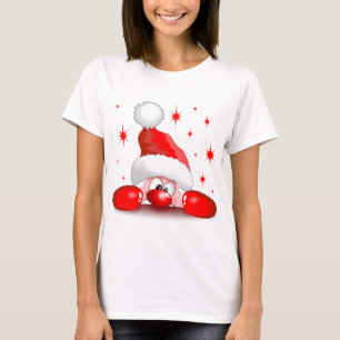 T-shirt Santa Cartoon Cute Peeking Character © BluedarkArt