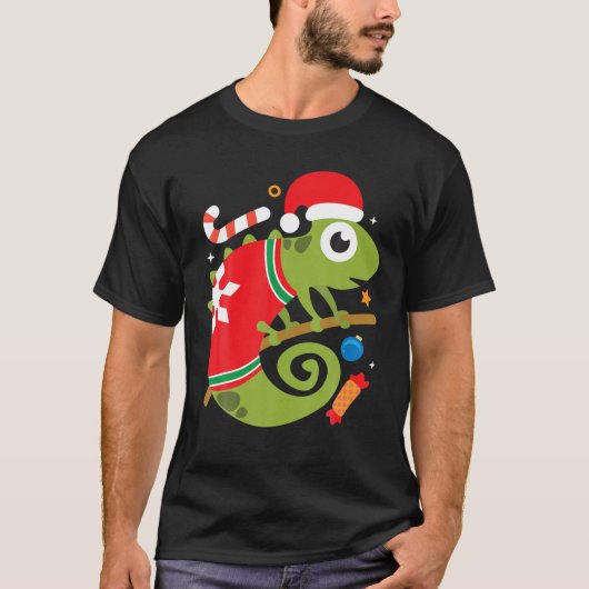 T-shirt Santa Chameleon Funny Cool Christmas Gift (Devant)