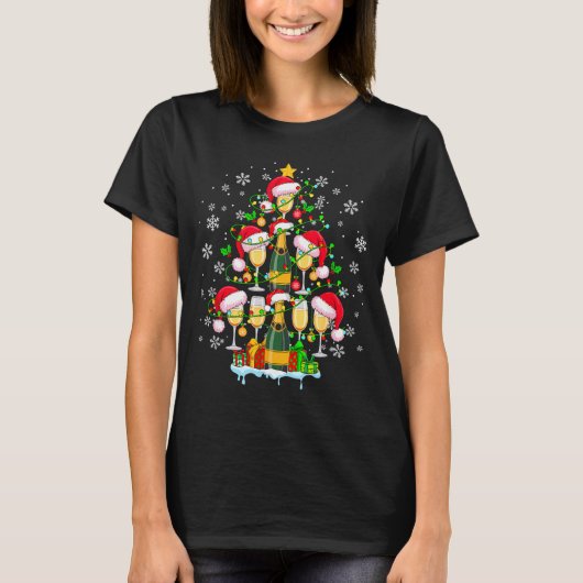 T-shirt Santa Champagnes As Christmas Tree Matching Drinke (Devant)