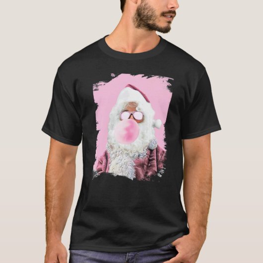 T-shirt Santa Chewing Pink Bubble Gum Christmas (Devant)
