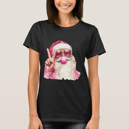 T-shirt Santa Claus Blowing Bubble Gum Nk Sungles Christma (Devant)