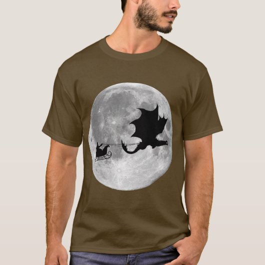 T-shirt Santa Claus Dragon Rider Sleigh Ride (Devant)