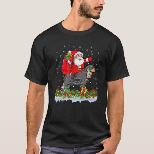 T-shirt Santa Claus équitation Cocker Spaniel Chien Noël (Devant)