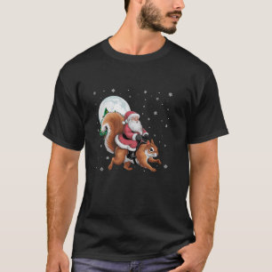T-shirt Santa Claus équitation écureuil Funny sapin de Noë