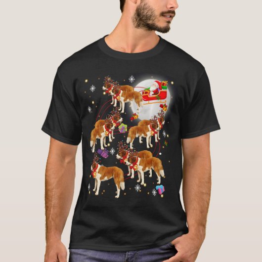 T-shirt Santa Claus équitation Saint Bernard Pajamas de No (Devant)